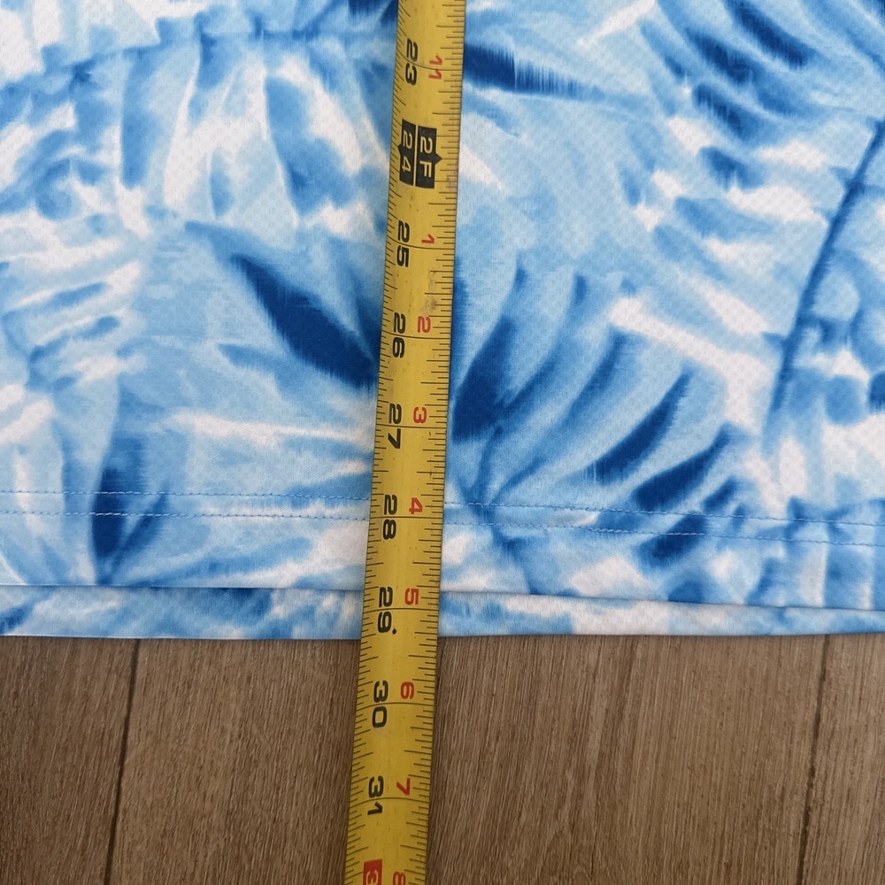 PGA Tour Golf Shirt Men's SS Stretch Moisture Wick Blue Tropical UPF Large‎ NEW - Picture 6 of 8